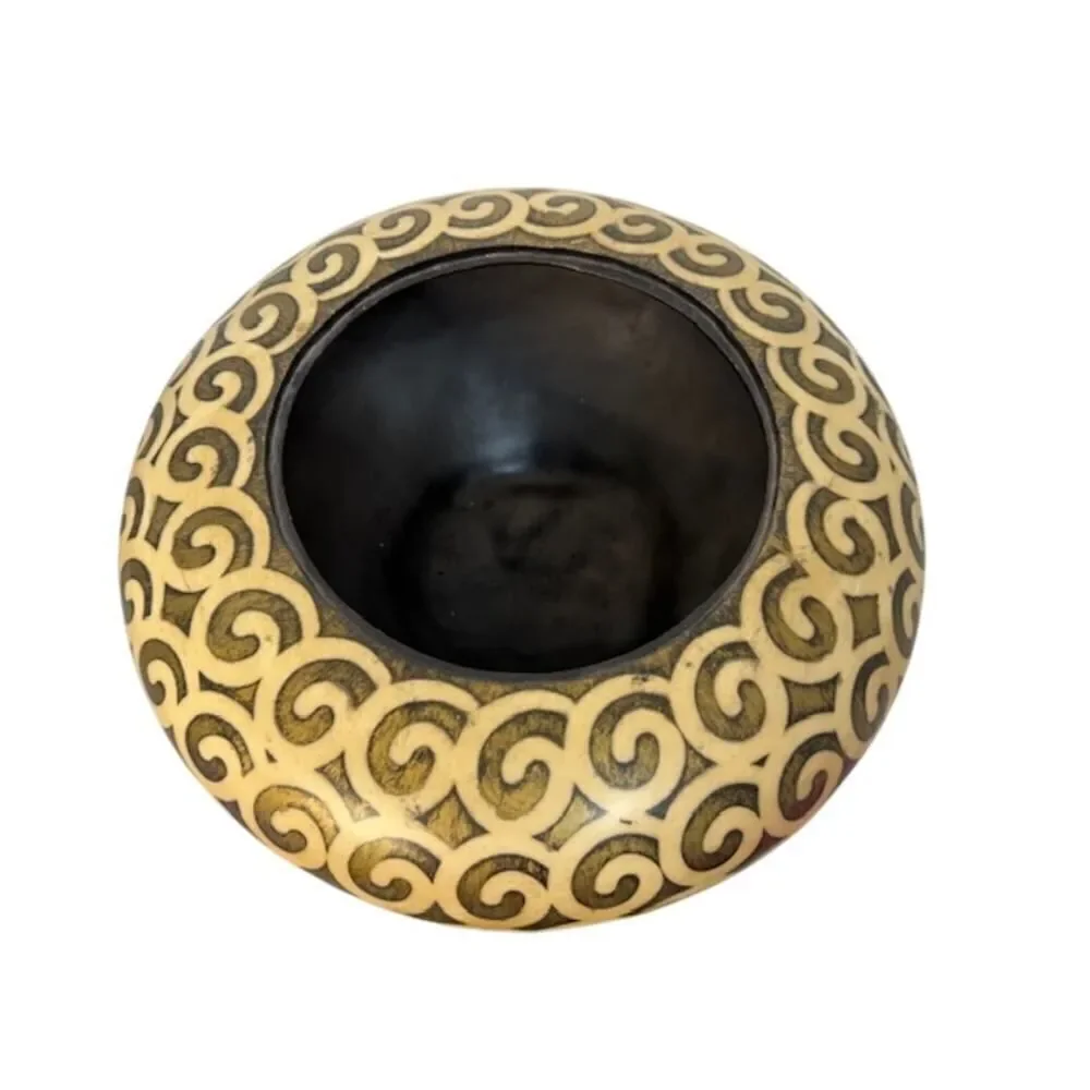 Painted Tobacco Box Ginger Jar Swirls Large 13